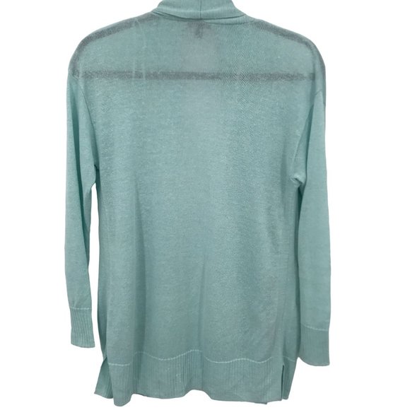 Talbots Womens Blue Linen Blend Long Sleeve Lightweight Cardigan Sweater Size SP - Picture 4 of 8